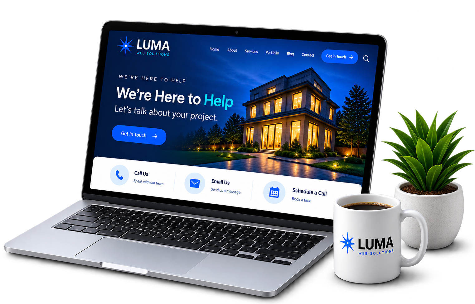 Laptop showing LUMA contact page